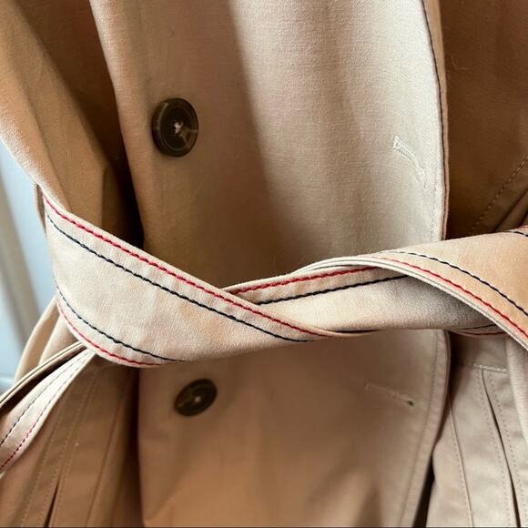 Tommy Hilfiger Women's khaki trench coat with Blue Red White Stripes Size M - Picture 5 of 8